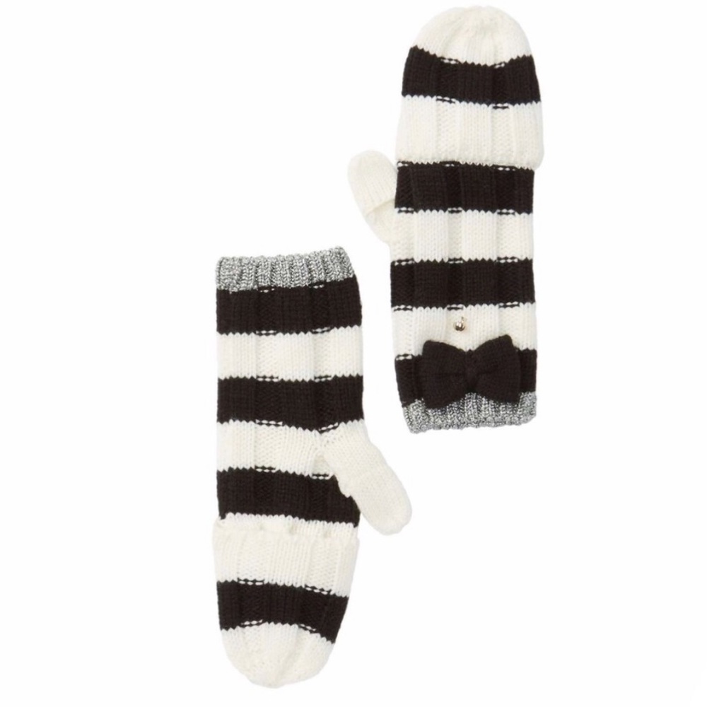♠️ Kate Spade Stripe Convertible Mittens /Gloves - Picture 3 of 4
